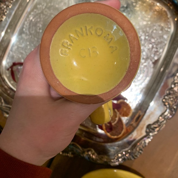 Frankoma 30B Sunshine Yellow Scalloped Bowl And Pedestal C13 Mug - Picture 7 of 11